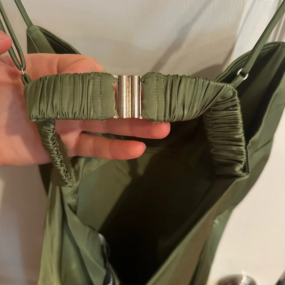 Abercrombie Green Satin Slip Dress with Spaghetti Straps Open Back NWT XSmallPet